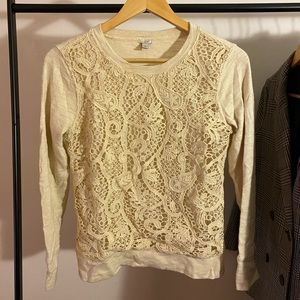 Jcrew Lace-Front Sweatshirt